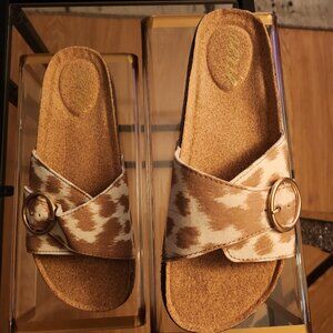 American Eagle Animal Print Pattern Cork Slide Slip On Slides Sandals